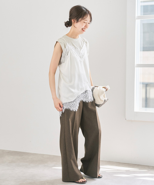 Spick & Span(スピックアンドスパン)の「《WEB限定 / 追加3》レースサテンチュニックキャミソール(キャミソール・レディース・チャコールグレー/ホワイト・FREE)」の22枚目の写真