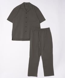 ANPAS（アンパス）の「Short-Sleeve Open-Collar Shirt Matching Set / オープンカラーシャツ ＆ ストレッチテーパードパンツ セットアップ 軽量 ストレッチ 上下セット 半袖 開襟シャツ ボトムス イージーパンツ メンズ（セットアップ）」