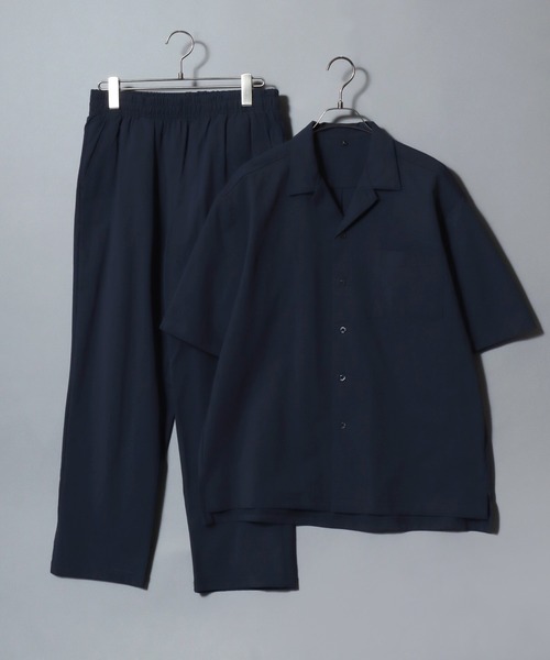 ANPAS（アンパス）の「Short-Sleeve Open-Collar Shirt Matching Set / オープンカラーシャツ ＆ ストレッチテーパードパンツ セットアップ 軽量 ストレッチ 上下セット 半袖 開襟シャツ ボトムス イージーパンツ メンズ（セットアップ・メンズ・カーキ/ブラック/ネイビー/チャコール・M/LL/L）」の4枚目の写真
