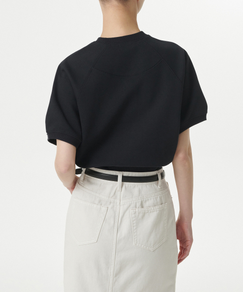 MUSINSA STANDARD WOMAN（ムシンサスタンダードウーマン）の「ウィメンズダブルニット半袖スウェットシャツ[ブラック]（Tシャツ/カットソー・レディース・その他・SMALL/MEDIUM/LARGE/X-SMALL）」の3枚目の写真