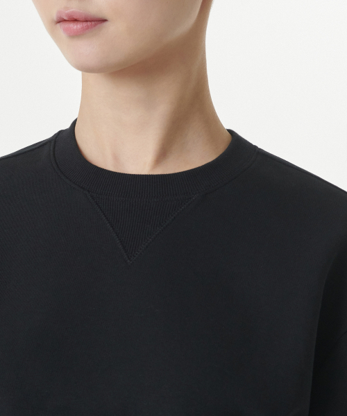 MUSINSA STANDARD WOMAN（ムシンサスタンダードウーマン）の「ウィメンズダブルニット半袖スウェットシャツ[ブラック]（Tシャツ/カットソー・レディース・その他・SMALL/MEDIUM/LARGE/X-SMALL）」の4枚目の写真