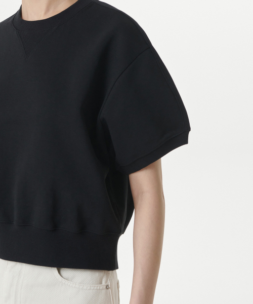 MUSINSA STANDARD WOMAN（ムシンサスタンダードウーマン）の「ウィメンズダブルニット半袖スウェットシャツ[ブラック]（Tシャツ/カットソー・レディース・その他・SMALL/MEDIUM/LARGE/X-SMALL）」の6枚目の写真