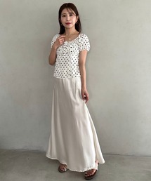 サテンフレアシルエットロングスカート■動画あり