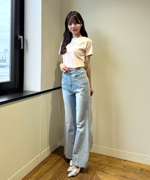 Mi-je（ミジェ）の「ハートレースクロップドTシャツ（Tシャツ/カットソー・レディース・オフホワイト/ピンク・F）」の7枚目の写真