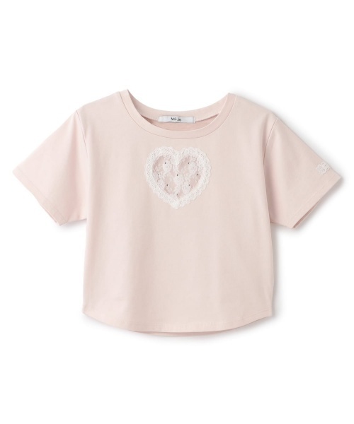 Mi-je（ミジェ）の「ハートレースクロップドTシャツ（Tシャツ/カットソー・レディース・オフホワイト/ピンク・F）」の9枚目の写真