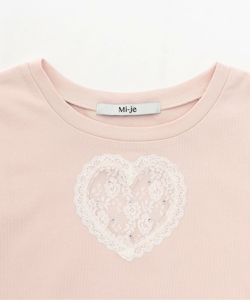 Mi-je（ミジェ）の「ハートレースクロップドTシャツ（Tシャツ/カットソー・レディース・オフホワイト/ピンク・F）」の11枚目の写真