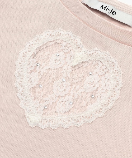 Mi-je（ミジェ）の「ハートレースクロップドTシャツ（Tシャツ/カットソー・レディース・オフホワイト/ピンク・F）」の12枚目の写真