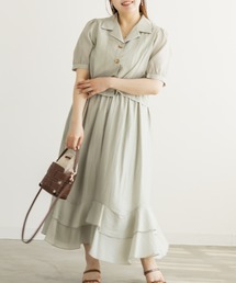 CLETTE（クレット）の「CLETTEオリジナル開襟シャツ＆ウェーブティアードスカートセット（ワンピース）」