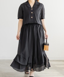 CLETTE（クレット）の「CLETTEオリジナル開襟シャツ＆ウェーブティアードスカートセット（ワンピース）」