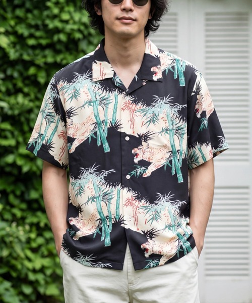 HOUSTON(ヒューストン)の「【UT207】【HOUSTON/ヒューストン】竹虎 ALOHA SHIRT 41267(シャツ/ブラウス・メンズ・マスタード/ブラック・MEDIUM/LARGE)」の1枚目の写真