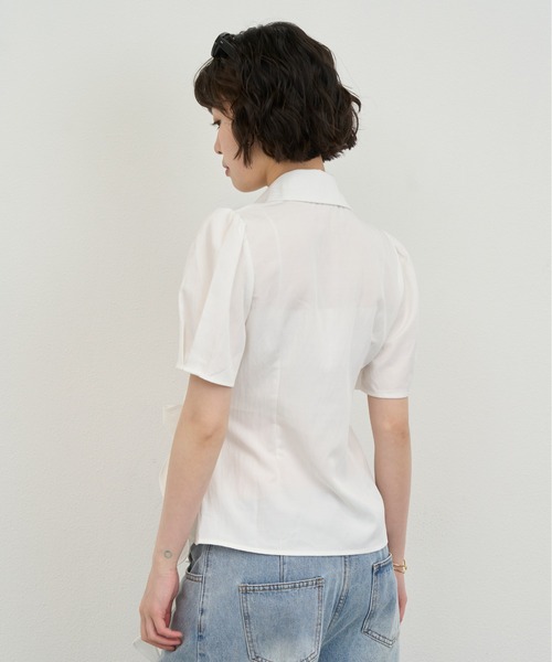 NUJOH(ヌゾ)の「Wrap Ribbon Puff Blouse / ラップリボンパフブラウス(シャツ/ブラウス・レディース・ホワイト/ライトブルー・FREE)」の16枚目の写真