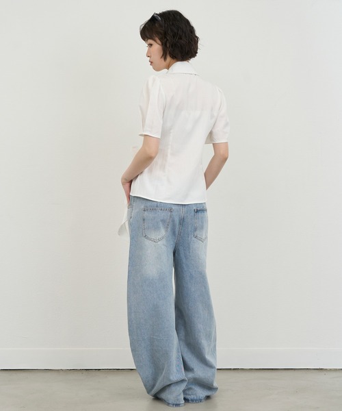 NUJOH(ヌゾ)の「Wrap Ribbon Puff Blouse / ラップリボンパフブラウス(シャツ/ブラウス・レディース・ホワイト/ライトブルー・FREE)」の20枚目の写真