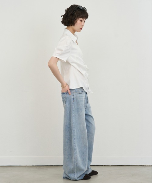 NUJOH(ヌゾ)の「Wrap Ribbon Puff Blouse / ラップリボンパフブラウス(シャツ/ブラウス・レディース・ホワイト/ライトブルー・FREE)」の17枚目の写真