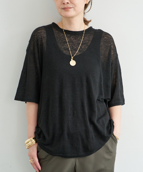 raspail(ラスパイユ)の「*【Raspail/ラスパイユ】 T-Shirt(Tシャツ/カットソー・レディース・モカ/ブラック/ピンク・FREE)」の2枚目の写真