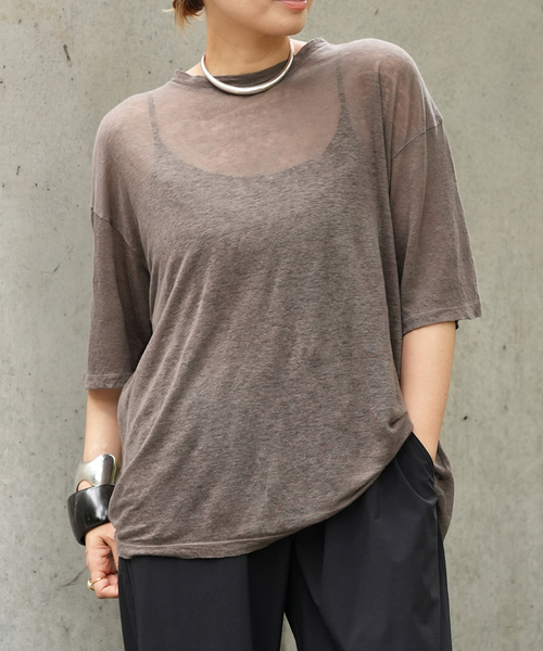 raspail(ラスパイユ)の「*【Raspail/ラスパイユ】 T-Shirt(Tシャツ/カットソー・レディース・モカ/ブラック/ピンク・FREE)」の1枚目の写真