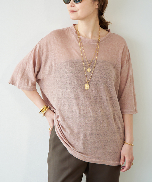 raspail(ラスパイユ)の「*【Raspail/ラスパイユ】 T-Shirt(Tシャツ/カットソー・レディース・モカ/ブラック/ピンク・FREE)」の4枚目の写真