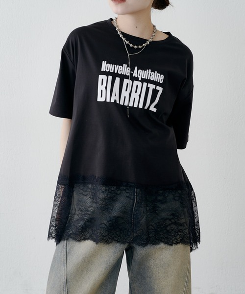 Lui's(ルイス)の「レース切替プリントロゴTシャツ(Tシャツ/カットソー・レディース・ブラウン/ブラック/オフホワイト・FREE)」の20枚目の写真