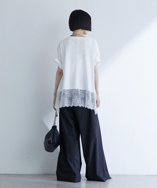 Lui's(ルイス)の「レース切替プリントロゴTシャツ(Tシャツ/カットソー・レディース・ブラウン/ブラック/オフホワイト・FREE)」の8枚目の写真