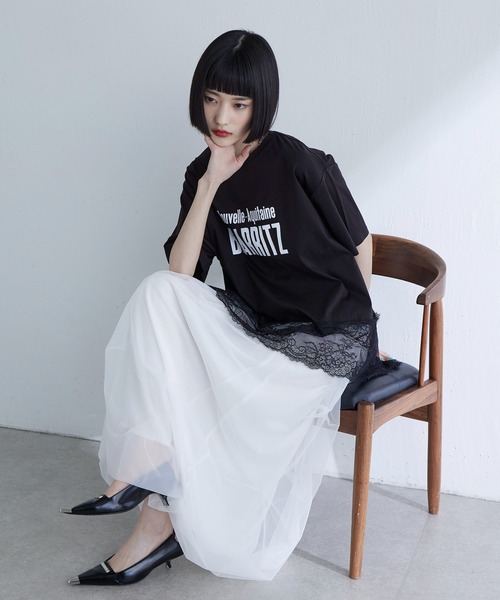 Lui's(ルイス)の「レース切替プリントロゴTシャツ(Tシャツ/カットソー・レディース・ブラウン/ブラック/オフホワイト・FREE)」の18枚目の写真