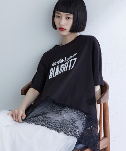 Lui's(ルイス)の「レース切替プリントロゴTシャツ(Tシャツ/カットソー・レディース・ブラウン/ブラック/オフホワイト・FREE)」の19枚目の写真