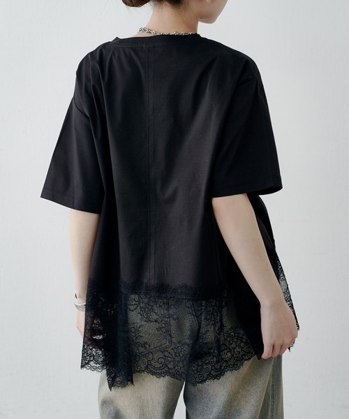 Lui's(ルイス)の「レース切替プリントロゴTシャツ(Tシャツ/カットソー・レディース・ブラウン/ブラック/オフホワイト・FREE)」の21枚目の写真
