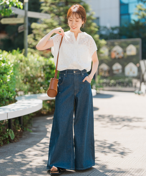 Spick & Span(スピックアンドスパン)の「《追加》PEレースフレンチスリーブシャツ(シャツ/ブラウス・レディース・ブラック/ホワイト・FREE)」の5枚目の写真