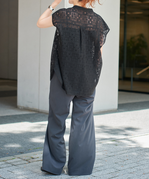 くまこ　Spick and Span PEレースフレンチスリーブシャツ Spick & Span｜《追加予約》PEレースフレンチスリーブシャツ | Rakuten