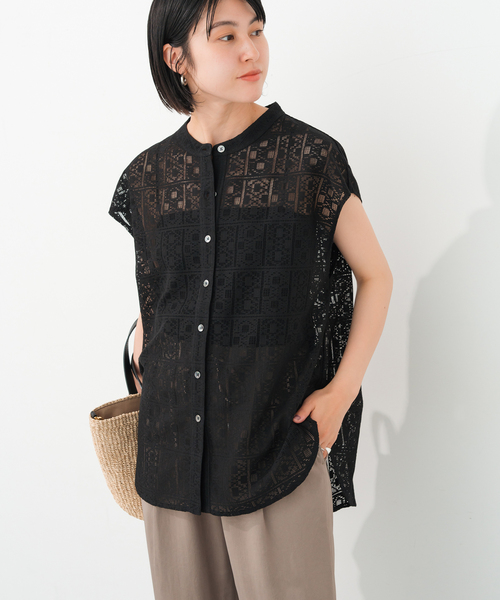 Spick & Span(スピックアンドスパン)の「《追加》PEレースフレンチスリーブシャツ(シャツ/ブラウス・レディース・ブラック/ホワイト・FREE)」の12枚目の写真