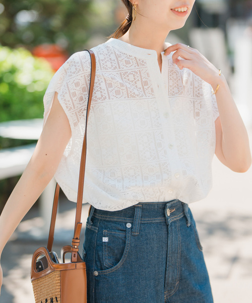 Spick & Span(スピックアンドスパン)の「《追加》PEレースフレンチスリーブシャツ(シャツ/ブラウス・レディース・ブラック/ホワイト・FREE)」の19枚目の写真