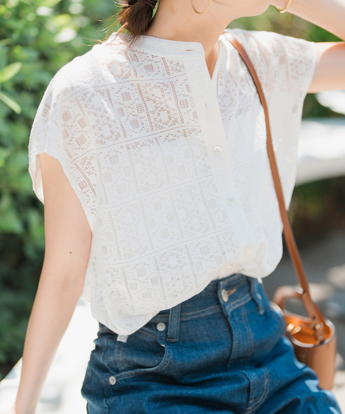 Spick & Span(スピックアンドスパン)の「《追加》PEレースフレンチスリーブシャツ(シャツ/ブラウス・レディース・ブラック/ホワイト・FREE)」の22枚目の写真