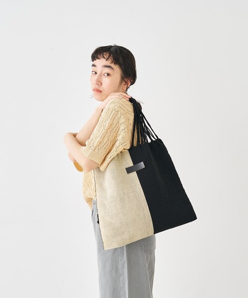 Moon Bird(ムーンバード)の「【MOON BIRD/ムーンバード】手織りハンモックバッグ(かごバッグ・レディース・アイボリー/セージグリーン/ブラウン・フリー)」の15枚目の写真