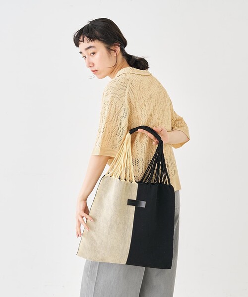 Moon Bird(ムーンバード)の「【MOON BIRD/ムーンバード】手織りハンモックバッグ(かごバッグ・レディース・アイボリー/セージグリーン/ブラウン・フリー)」の17枚目の写真