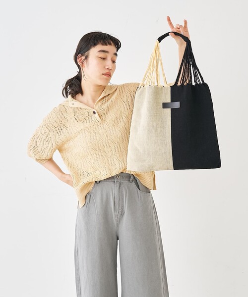 Moon Bird(ムーンバード)の「【MOON BIRD/ムーンバード】手織りハンモックバッグ(かごバッグ・レディース・アイボリー/セージグリーン/ブラウン・フリー)」の18枚目の写真