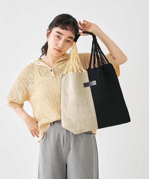 Moon Bird(ムーンバード)の「【MOON BIRD/ムーンバード】手織りハンモックバッグ(かごバッグ・レディース・アイボリー/セージグリーン/ブラウン・フリー)」の19枚目の写真