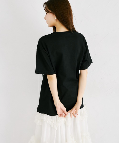 tocco closet(トッコ クローゼット)の「【ZOZO限定】リボン×パール装飾オーバーサイズTシャツ(Tシャツ/カットソー・レディース・ブラック/ピンク/ホワイト・M)」の15枚目の写真