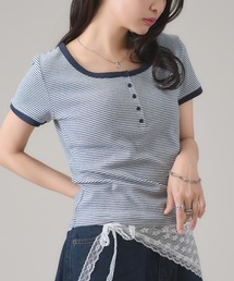 apres jour mignon | 配色ヘンリーリンガーTシャツ(Tシャツ/カットソー)