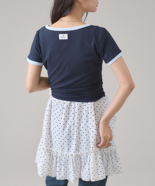 apres jour mignon(アプレジュールミニョン)の「配色ヘンリーリンガーTシャツ(Tシャツ/カットソー・レディース・ピンク/ブルー系その他/ネイビー/ブルー/ブラウン系その他/イエロー・LARGE/フリー)」の16枚目の写真