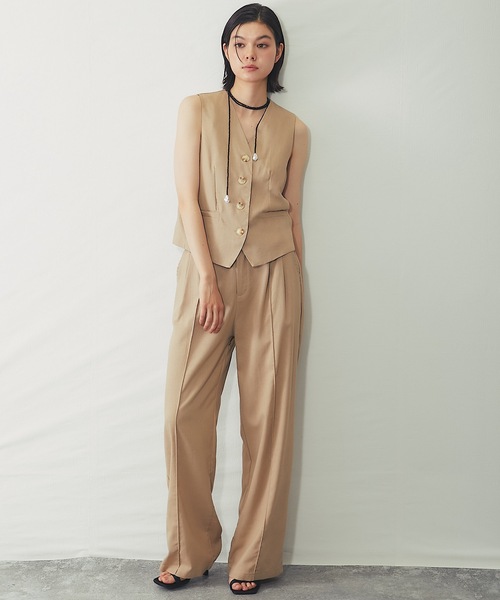 SMILE ORCHID(スマイルオーキッド)の「ジレ&センタープレス入りパンツ2点セットアップ(サロペット/オーバーオール・レディース・ブラック/ベージュ・M)」の15枚目の写真
