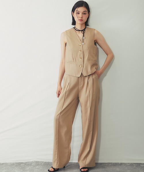SMILE ORCHID(スマイルオーキッド)の「ジレ&センタープレス入りパンツ2点セットアップ(サロペット/オーバーオール・レディース・ブラック/ベージュ・M)」の13枚目の写真