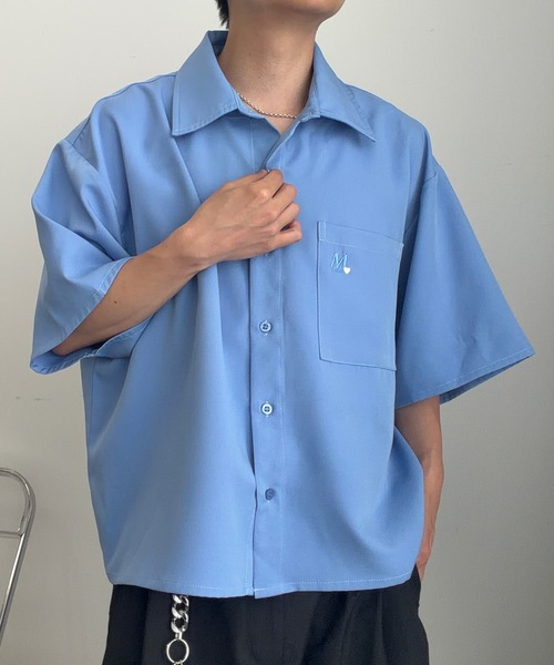 MandO（エムオー）（エムオー）の「ワンポイント刺繍アソートシャツ/ストライプ/チェック/無地（シャツ/ブラウス・メンズ・ホワイト/ベージュ/ブルー・MEDIUM/LARGE）」の3枚目の写真
