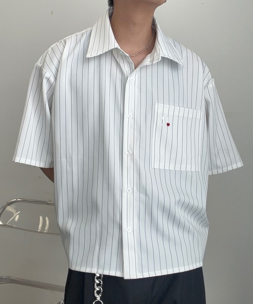 MandO（エムオー）（エムオー）の「ワンポイント刺繍アソートシャツ/ストライプ/チェック/無地（シャツ/ブラウス・メンズ・ホワイト/ベージュ/ブルー・MEDIUM/LARGE）」の5枚目の写真