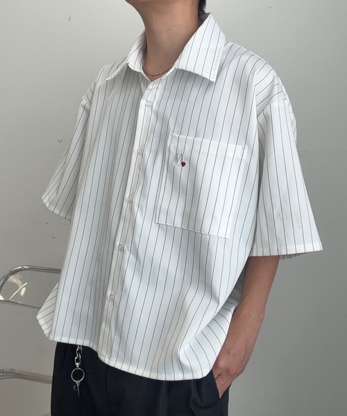 MandO（エムオー）（エムオー）の「ワンポイント刺繍アソートシャツ/ストライプ/チェック/無地（シャツ/ブラウス・メンズ・ホワイト/ベージュ/ブルー・MEDIUM/LARGE）」の7枚目の写真