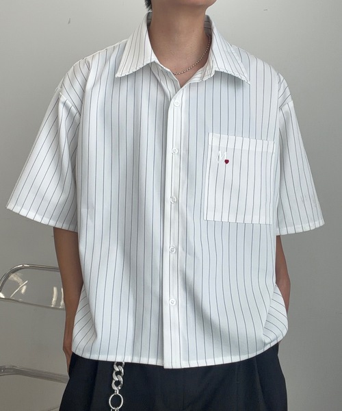 MandO（エムオー）（エムオー）の「ワンポイント刺繍アソートシャツ/ストライプ/チェック/無地（シャツ/ブラウス・メンズ・ホワイト/ベージュ/ブルー・MEDIUM/LARGE）」の10枚目の写真
