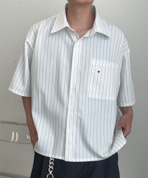 MandO（エムオー）（エムオー）の「ワンポイント刺繍アソートシャツ/ストライプ/チェック/無地（シャツ/ブラウス・メンズ・ホワイト/ベージュ/ブルー・MEDIUM/LARGE）」の11枚目の写真