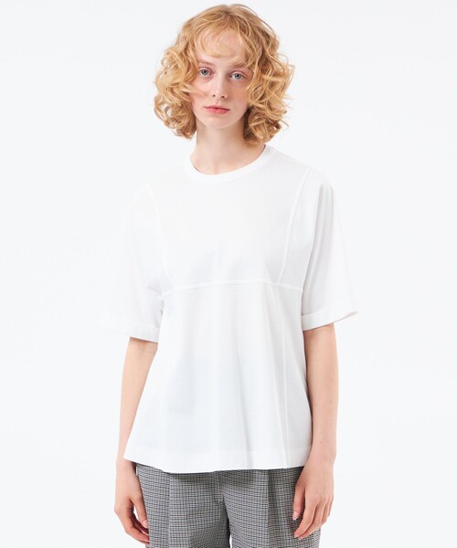 MACKINTOSH PHILOSOPHY（ﾏｯｷﾝﾄｯｼｭ ﾌｨﾛｿﾌｨｰ）の「【CRANWELL SHIRTS(クランウェルシャツ)】ハイゲージコットンジャージ製（Tシャツ/カットソー・レディース・ピンク系その他2/オフホワイト/ブラック/ライトブルー・38）」の2枚目の写真