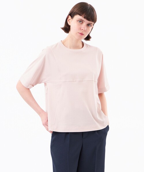 MACKINTOSH PHILOSOPHY（ﾏｯｷﾝﾄｯｼｭ ﾌｨﾛｿﾌｨｰ）の「【CRANWELL SHIRTS(クランウェルシャツ)】ハイゲージコットンジャージ製（Tシャツ/カットソー・レディース・ピンク系その他2/オフホワイト/ブラック/ライトブルー・38）」の4枚目の写真