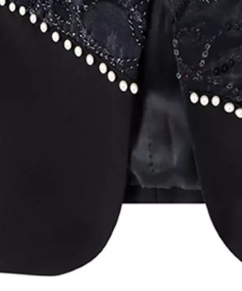 LA POMME petit(ラポミ・プチ)の「Texture Sequin Design Pearl Jacket(テーラードジャケット・レディース・ブラック・X-LARGE/LARGE/MEDIUM)」の4枚目の写真