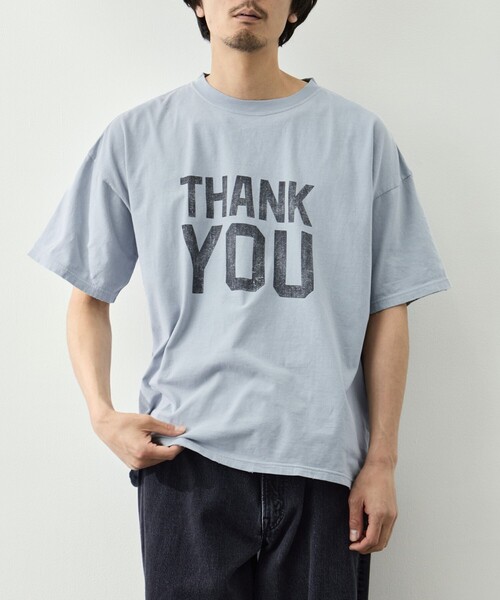 REMI RELIEF(レミレリーフ)の「【REMI RELIEF/レミレリーフ】NEW SP加工20/-天竺BIGサイズT(THANK YOU)(Tシャツ/カットソー・メンズ・サックスブルー/グレー/イエロー・M/L/XL)」の2枚目の写真
