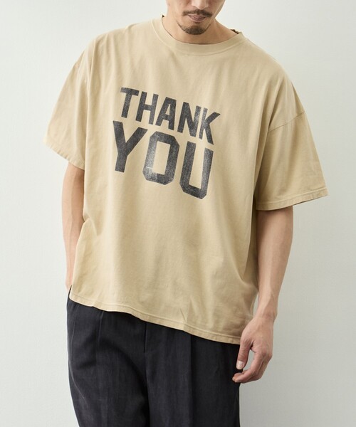 REMI RELIEF(レミレリーフ)の「【REMI RELIEF/レミレリーフ】NEW SP加工20/-天竺BIGサイズT(THANK YOU)(Tシャツ/カットソー・メンズ・サックスブルー/グレー/イエロー・M/L/XL)」の4枚目の写真