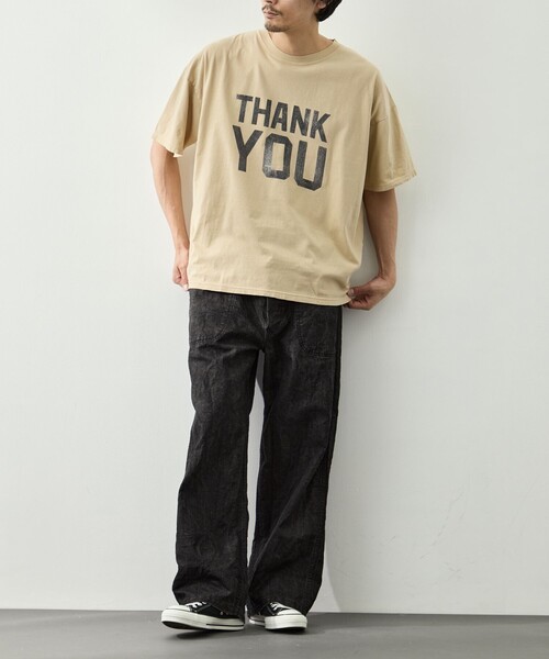 REMI RELIEF(レミレリーフ)の「【REMI RELIEF/レミレリーフ】NEW SP加工20/-天竺BIGサイズT(THANK YOU)(Tシャツ/カットソー・メンズ・サックスブルー/グレー/イエロー・M/L/XL)」の8枚目の写真